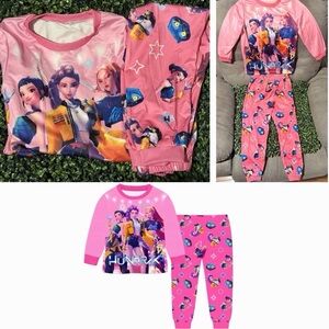 Girls Pink Character Pajama Set - Pink Kids Sleepwear